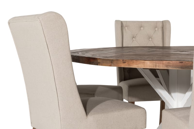 Matgrupp Yorkshire 150 cm Rund med 6 Isolde Stol - Vintage Alm|Beige - Möbler - Bord & matgrupp - Matgrupp