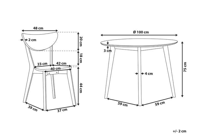 Matgrupp Yudna 100 cm Inkl 4 Stolar - Vit - Matgrupp