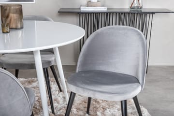 Matgrupp Pinilla 100 cm Rund inkl 4 Luisa Sammetsstolar - Vit/Ljusgrå - Möbler - Bord & matgrupp - Matgrupp