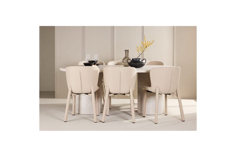 Matgrupp Narvik 100x200 cm Beige med 6st Astoria Stolar Beige - Beige - Möbler - Bord & matgrupp - Matgrupp