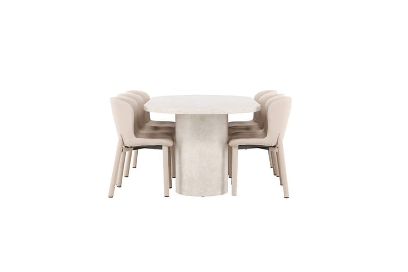 Matgrupp Narvik 100x200 cm Beige med 6st Astoria Stolar Beige - Beige - Möbler - Bord & matgrupp - Matgrupp