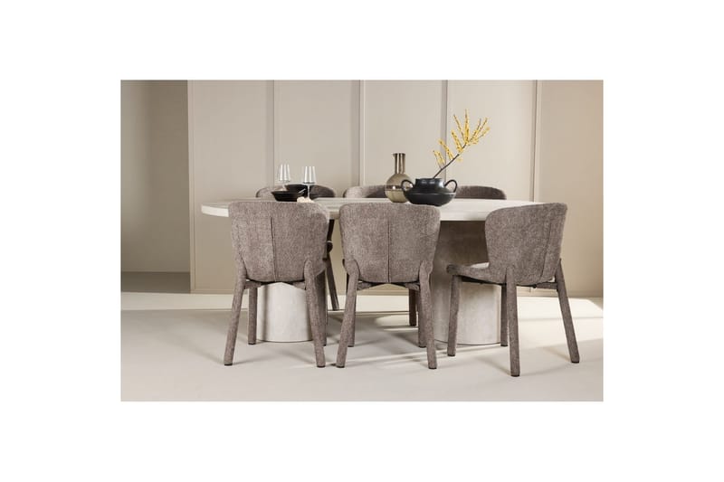 Matgrupp Narvik 100x200 cm Beige med 6st Astoria Stolar Brun - Brun - Möbler - Bord & matgrupp - Matgrupp