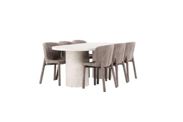 Matgrupp Narvik 100x200 cm Beige med 6st Astoria Stolar Brun - Brun - Möbler - Bord & matgrupp - Matgrupp