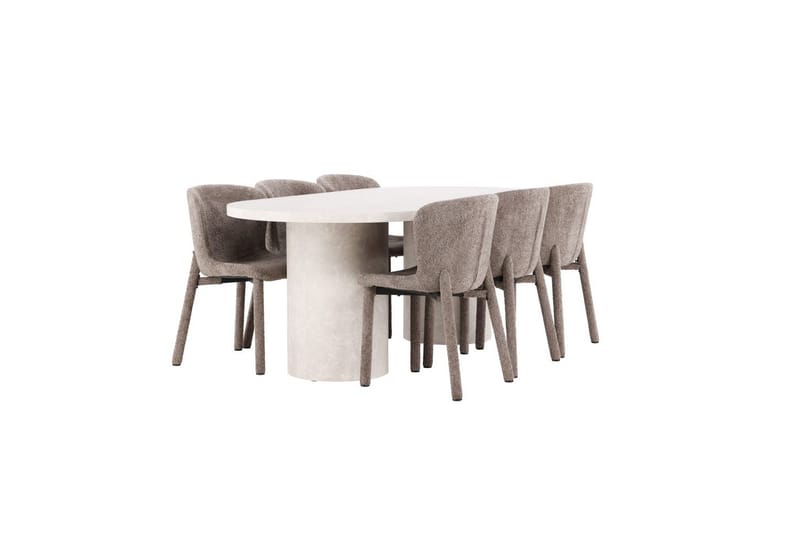 Matgrupp Narvik 100x200 cm Beige med 6st Astoria Stolar Brun - Brun - Möbler - Bord & matgrupp - Matgrupp