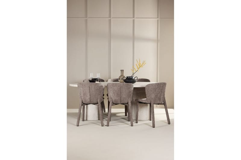 Matgrupp Narvik 100x200 cm Beige med 6st Astoria Stolar Brun - Brun - Möbler - Bord & matgrupp - Matgrupp