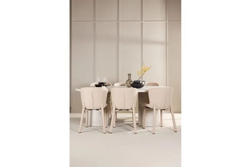 Matgrupp Narvik 100x200 cm Beige med 6st Astoria Stolar - Möbler - Bord & matgrupp - Matgrupp