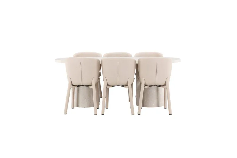Matgrupp Narvik 100x200 cm Beige med 6st Astoria Stolar