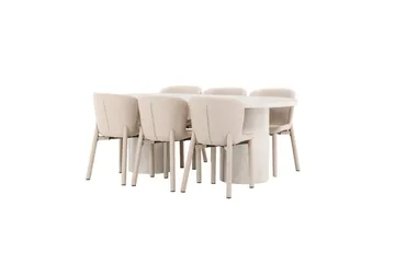 Matgrupp Narvik 100x200 cm Beige med 6st Astoria Stolar - Möbler - Bord & matgrupp - Matgrupp
