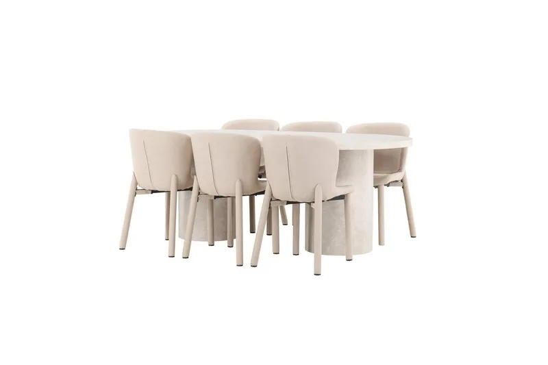 Matgrupp Narvik 100x200 cm Beige med 6st Astoria Stolar - Möbler - Bord & matgrupp - Matgrupp