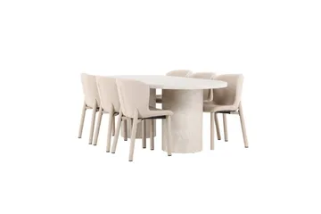 Matgrupp Narvik 100x200 cm Beige med 6st Astoria Stolar - Möbler - Bord & matgrupp - Matgrupp
