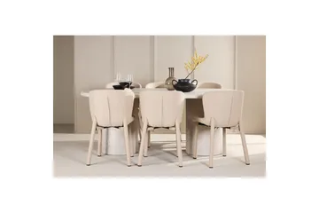 Matgrupp Narvik 100x200 cm Beige med 6st Astoria Stolar - Möbler - Bord & matgrupp - Matgrupp