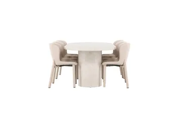 Matgrupp Narvik 100x200 cm Beige med 6st Astoria Stolar - Möbler - Bord & matgrupp - Matgrupp