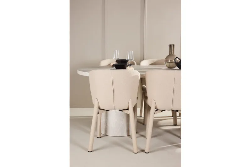 Matgrupp Narvik 100x200 cm Beige med 6st Astoria Stolar - Möbler - Bord & matgrupp - Matgrupp