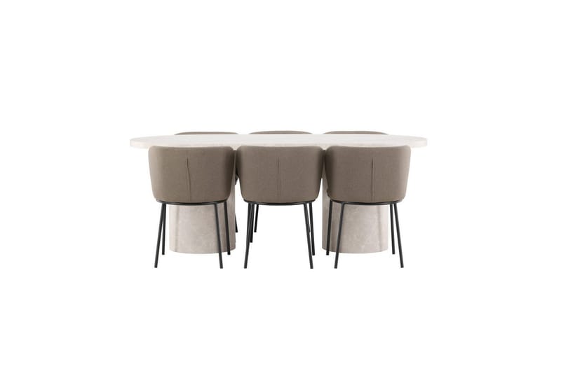 Matgrupp Narvik 100x200 cm Beige med 6st Edina Stolar Svart / Brun - Svart / Brun - Möbler - Bord & matgrupp - Matgrupp