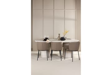 Matgrupp Narvik 100x200 cm Beige med 6st Edina Stolar Svart / Brun - Svart / Brun - Möbler - Bord & matgrupp - Matgrupp