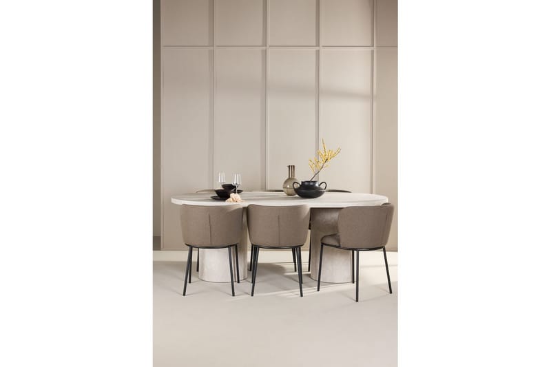 Matgrupp Narvik 100x200 cm Beige med 6st Edina Stolar Svart / Brun - Svart / Brun - Möbler - Bord & matgrupp - Matgrupp