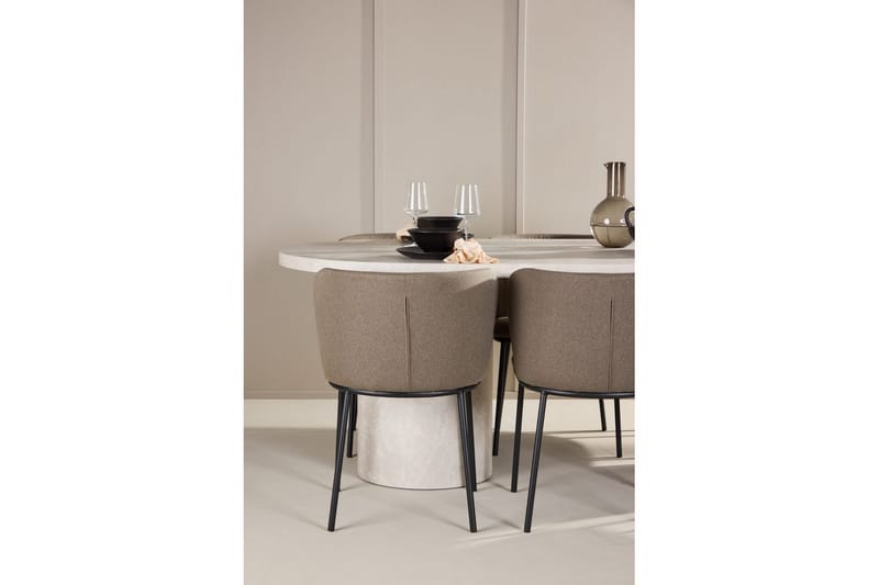 Matgrupp Narvik 100x200 cm Beige med 6st Edina Stolar Svart / Brun - Svart / Brun - Möbler - Bord & matgrupp - Matgrupp