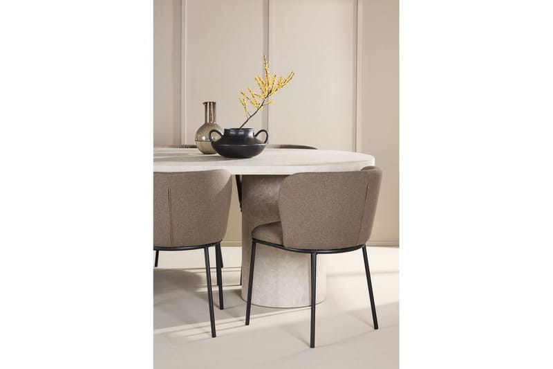 Matgrupp Narvik 100x200 cm Beige med 6st Edina Stolar Svart / Brun - Svart / Brun - Möbler - Bord & matgrupp - Matgrupp