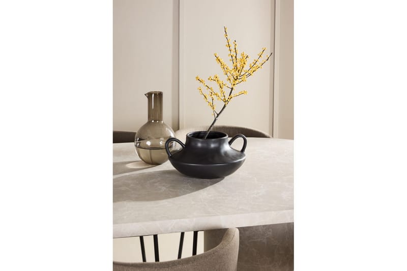 Matgrupp Narvik 100x200 cm Beige med 6st Edina Stolar Svart / Brun - Svart / Brun - Möbler - Bord & matgrupp - Matgrupp