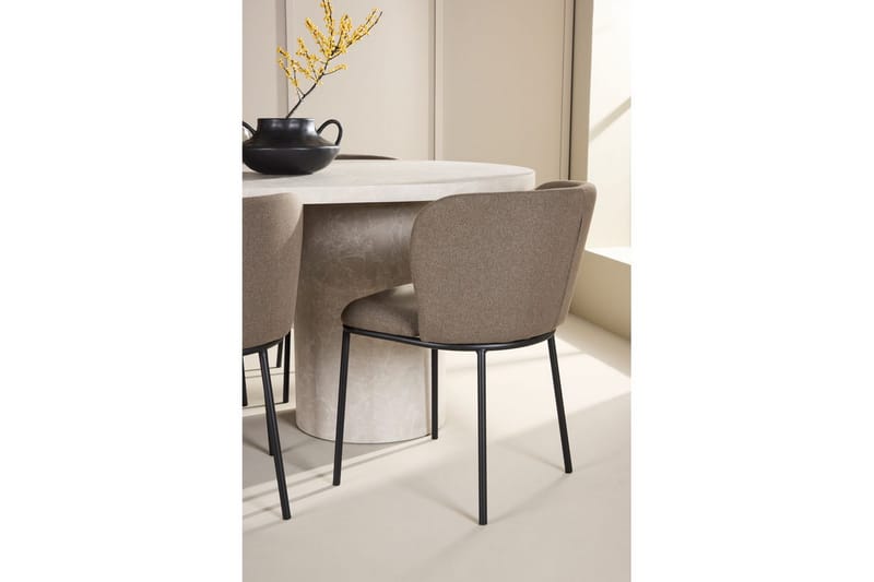 Matgrupp Narvik 100x200 cm Beige med 6st Edina Stolar Svart / Brun - Svart / Brun - Möbler - Bord & matgrupp - Matgrupp