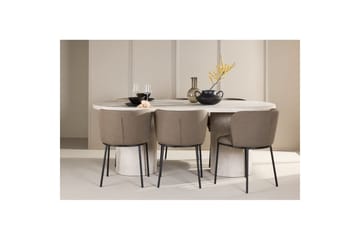 Matgrupp Narvik 100x200 cm Beige med 6st Edina Stolar Svart / Brun - Svart / Brun - Möbler - Bord & matgrupp - Matgrupp