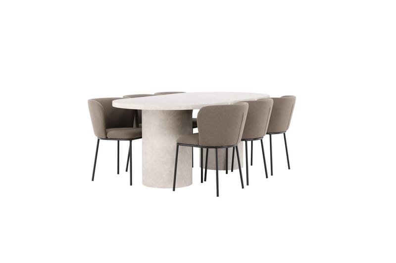 Matgrupp Narvik 100x200 cm Beige med 6st Edina Stolar Svart / Brun - Svart / Brun - Möbler - Bord & matgrupp - Matgrupp