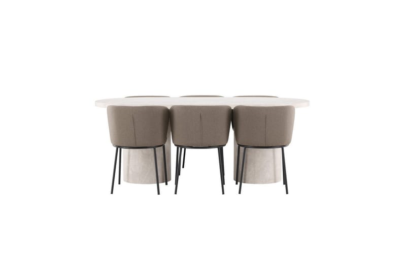 Matgrupp Narvik 100x200 cm Beige med 6st Edina Stolar Svart / Brun - Svart / Brun - Möbler - Bord & matgrupp - Matgrupp