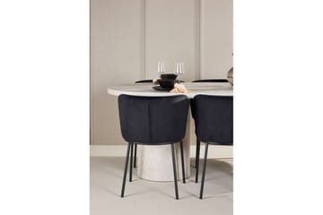 Matgrupp Narvik 100x200 cm Beige med 6st Edina Stolar Svart - Svart - Möbler - Bord & matgrupp - Matgrupp