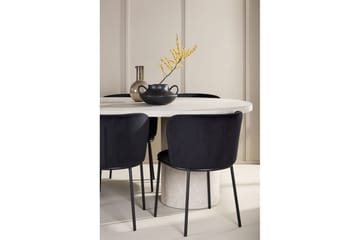 Matgrupp Narvik 100x200 cm Beige med 6st Edina Stolar Svart - Svart - Möbler - Bord & matgrupp - Matgrupp