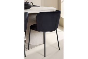 Matgrupp Narvik 100x200 cm Beige med 6st Edina Stolar Svart - Svart - Möbler - Bord & matgrupp - Matgrupp