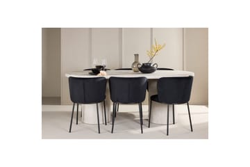 Matgrupp Narvik 100x200 cm Beige med 6st Edina Stolar Svart - Svart - Möbler - Bord & matgrupp - Matgrupp