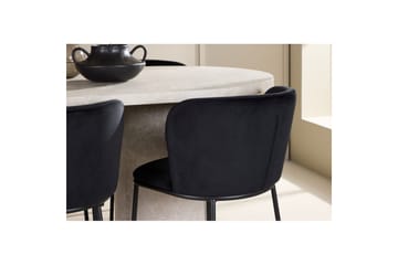 Matgrupp Narvik 100x200 cm Beige med 6st Edina Stolar Svart - Svart - Möbler - Bord & matgrupp - Matgrupp