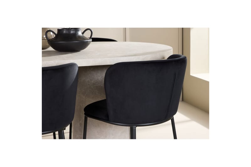 Matgrupp Narvik 100x200 cm Beige med 6st Edina Stolar Svart - Svart - Möbler - Bord & matgrupp - Matgrupp