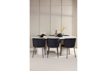 Matgrupp Narvik 100x200 cm Beige med 6st Edina Stolar Svart - Svart - Möbler - Bord & matgrupp - Matgrupp