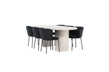 Matgrupp Narvik 100x200 cm Beige med 6st Edina Stolar - Möbler - Bord & matgrupp - Matgrupp