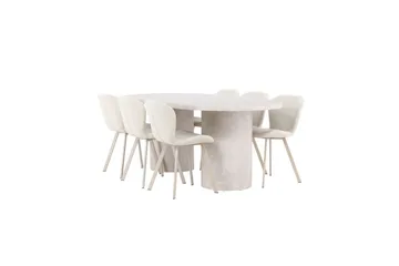 Matgrupp Narvik 100x200 cm Beige med 6st Lilja Stolar - Möbler - Bord & matgrupp - Matgrupp