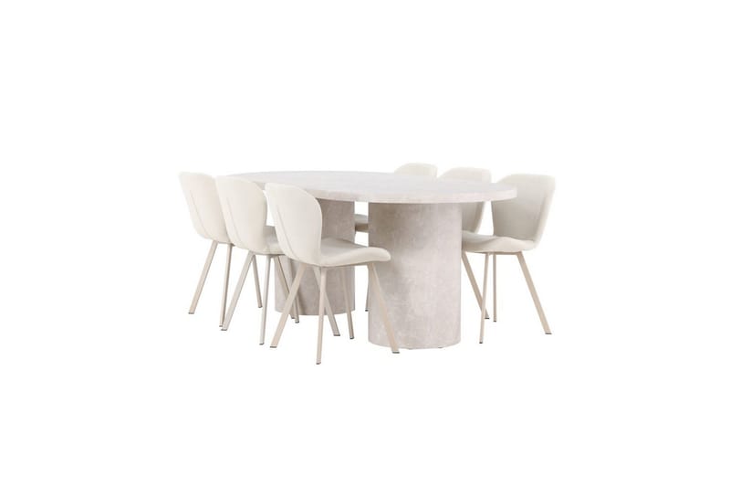 Matgrupp Narvik 100x200 cm Beige med 6st Lilja Stolar - Möbler - Bord & matgrupp - Matgrupp