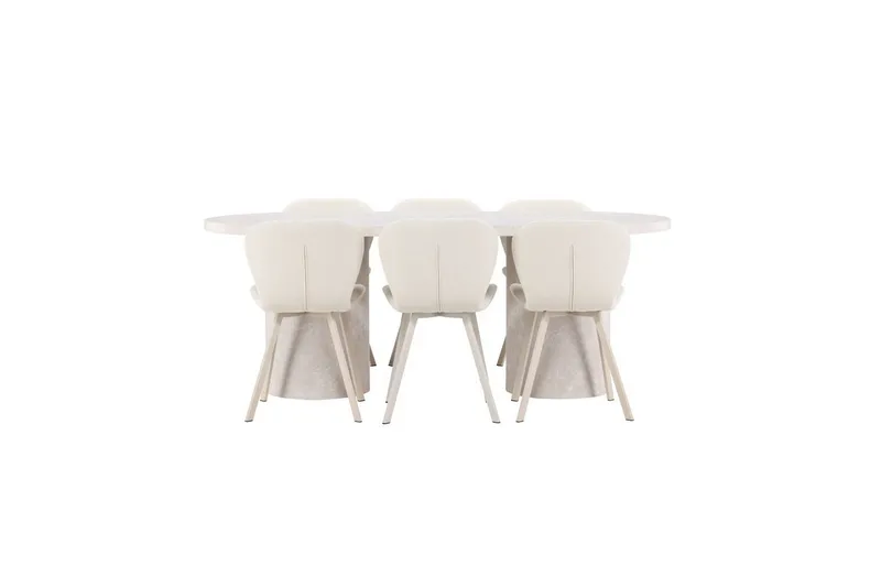 Matgrupp Narvik 100x200 cm Beige med 6st Lilja Stolar