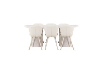 Matgrupp Narvik 100x200 cm Beige med 6st Lilja Stolar - Möbler - Bord & matgrupp - Matgrupp