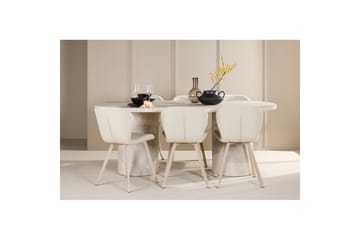 Matgrupp Narvik 100x200 cm Beige med 6st Lilja Stolar - Möbler - Bord & matgrupp - Matgrupp