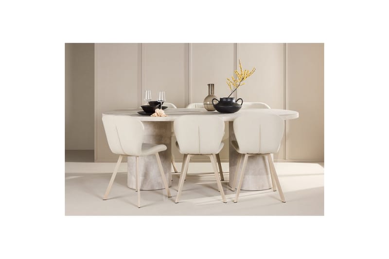 Matgrupp Narvik 100x200 cm Beige med 6st Lilja Stolar - Möbler - Bord & matgrupp - Matgrupp