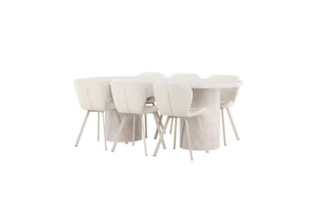 Matgrupp Narvik 100x200 cm Beige med 6st Lilja Stolar - Möbler - Bord & matgrupp - Matgrupp