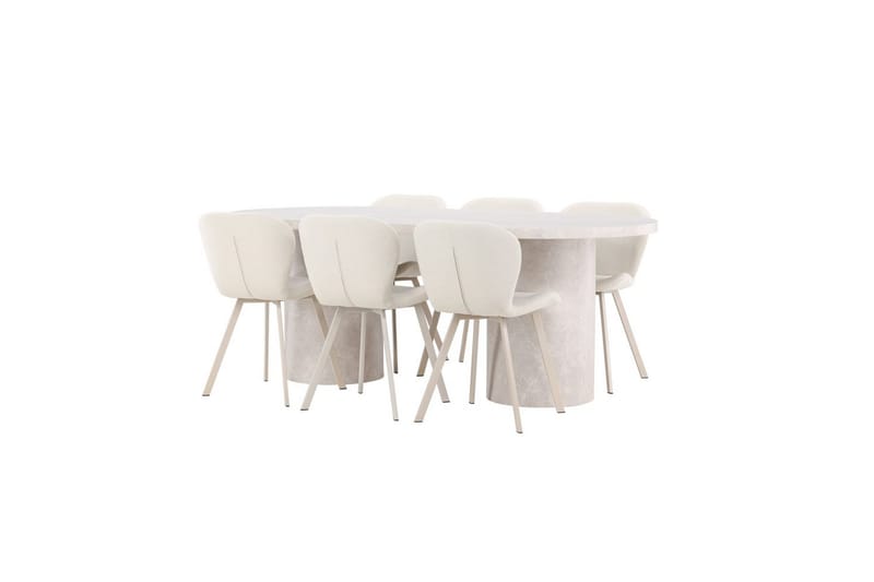 Matgrupp Narvik 100x200 cm Beige med 6st Lilja Stolar - Möbler - Bord & matgrupp - Matgrupp