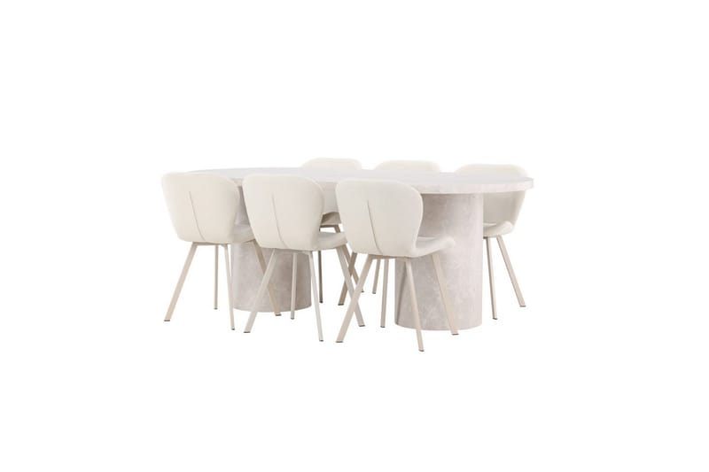 Matgrupp Narvik 100x200 cm Beige med 6st Lilja Stolar - Möbler - Bord & matgrupp - Matgrupp