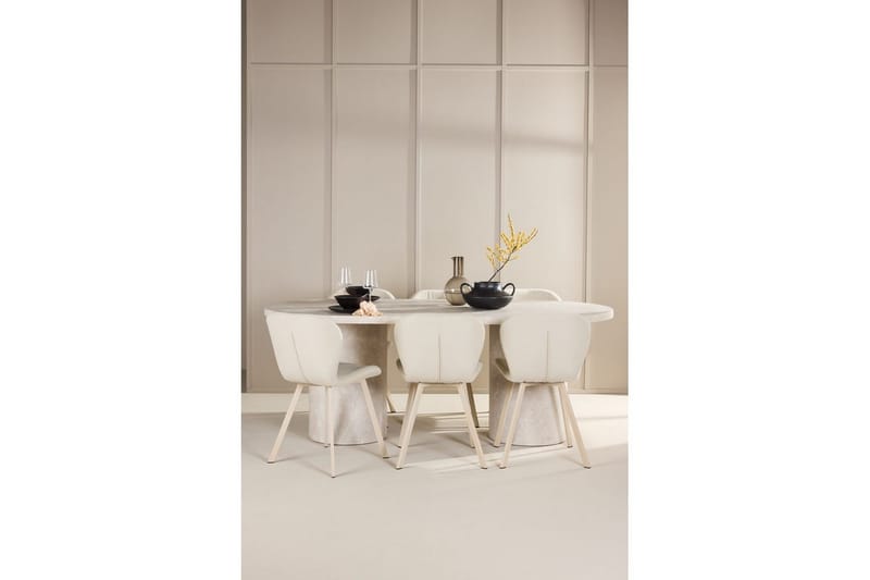 Matgrupp Narvik 100x200 cm Beige med 6st Lilja Stolar - Möbler - Bord & matgrupp - Matgrupp
