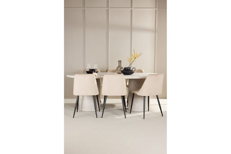 Matgrupp Narvik 100x200 cm Beige med 6st Night Stolar - Möbler - Bord & matgrupp - Matgrupp