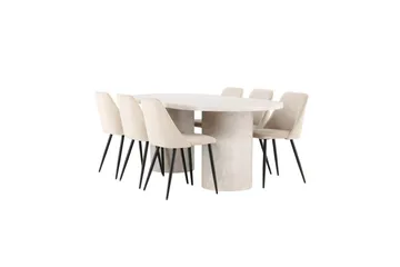 Matgrupp Narvik 100x200 cm Beige med 6st Night Stolar - Möbler - Bord & matgrupp - Matgrupp