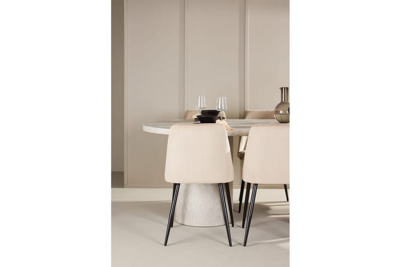 Matgrupp Narvik 100x200 cm Beige med 6st Night Stolar - Möbler - Bord & matgrupp - Matgrupp