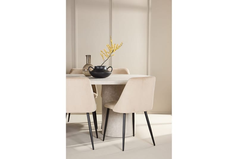 Matgrupp Narvik 100x200 cm Beige med 6st Night Stolar - Möbler - Bord & matgrupp - Matgrupp