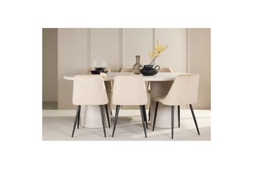 Matgrupp Narvik 100x200 cm Beige med 6st Night Stolar - Möbler - Bord & matgrupp - Matgrupp